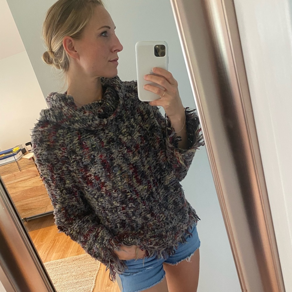 Free People Distressed Wool Sweater, Size S